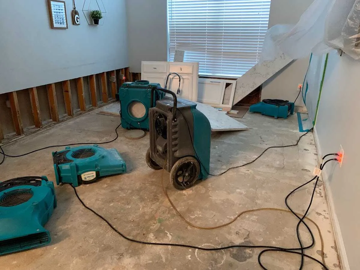 Dehumidifier in flood-cut room for Water Damage Restoration in Ballenger Creek